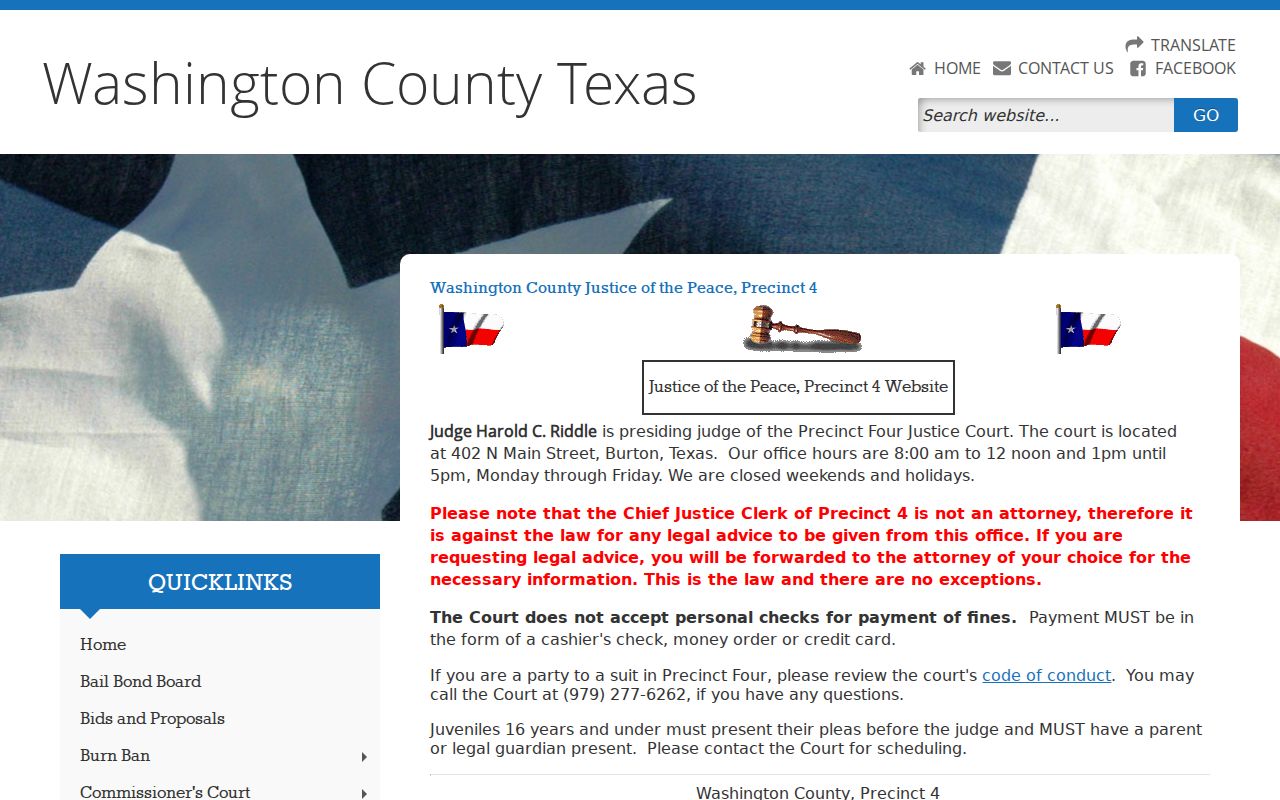 Burton court docket access through Washington County JP4