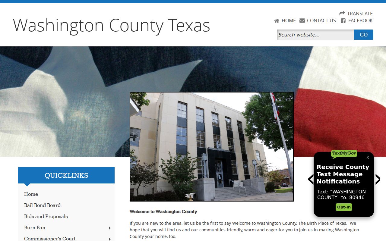 Washington County court docket government homepage and court office links